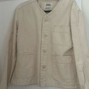 ZARA - Cream Denim Jacket - SMALL